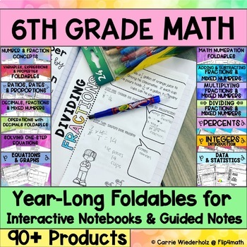 Preview of 6th Grade Math Interactive Notebook Bundle | Foldables for the Entire Year