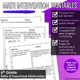 6th Grade Math Intervention Printables Ratios & Proportion