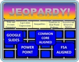 6th Grade Math Jeopardy - Expressions and Equations (EE)  