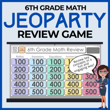Preview of 6th Grade Math Jeoparty Review Game - Prepare for the State Test!
