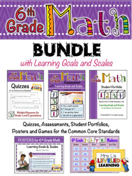 Preview of 6th Grade Math Leveled Assessment BUNDLE for Differentiation - Marzano Scales
