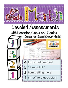 Preview of 6th Grade Math Leveled Assessment for Differentiation - Growth Mindset Activity