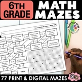 6th Grade Math Mazes - BUNDLE - Spiral Review, Math Center