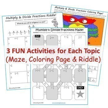 6th grade math mazes riddles color by number bundle by exceeding the