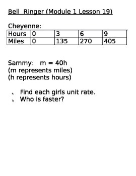 Preview of 6th Grade Math Module 1 Lesson 19 Bell Ringer Question