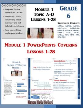 Preview of 6th Math Module 1 Topic A-D Lessons 1-28 PowerPoint on Ratios, Rates, & Percents