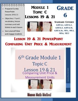 Preview of 6th Grade Math Module 1 Topic C Lessons 19 & 21 Unit Price Measure PowerPoint