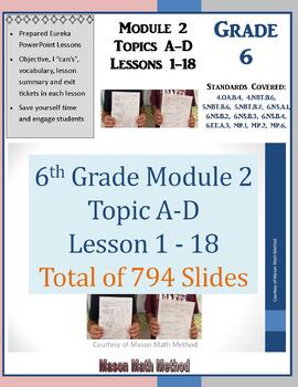 Preview of 6th Math Module 2 Topic A-D Lesson 1-18 Fractions, Decimals, GCF, LCM PowerPoint