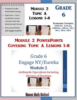 Preview of 6th Math Module 2 Topic A Lessons 1-8 Multiply & Divide Fractions PowerPoints