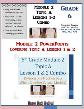 Preview of 6th Math Module 2 Topic A Lessons 1-2 Combo PowerPoint Dividing Fractions