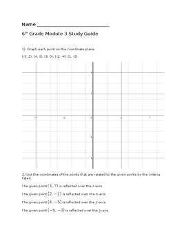 Preview of 6th Grade Math Module 3 Study Guide and Answer Key