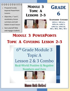 Preview of 6th Math Module 3 Lessons 2-3 Positive & Negative Numbers & Zero PowerPoint
