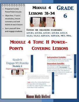 Preview of 6th Math Module 4 Topic H Lessons 31-34 PowerPoint Application of Equations