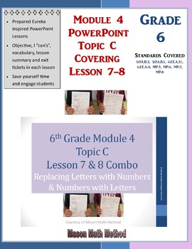 Preview of 6th Math Module 4 Topic C  Lessons 7-8 PowerPoint Replace Letters with Numbers