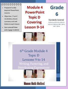 Preview of 6th Grade Math Module 4 Topic D Lessons 9-14 Expressions PowerPoint