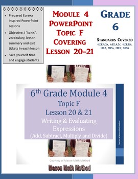 Preview of 6th Math Module 4 Lesson 20-21 Writing & Evaluating Expressions PowerPoint