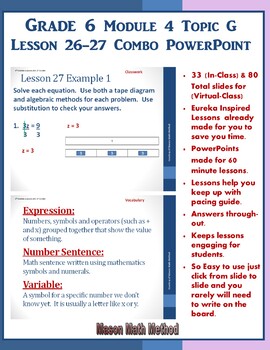 6th Math Module 4 Lesson 26 27 One Step Equations Powerpoint Lesson