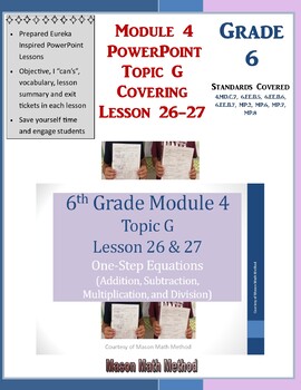 Preview of 6th Math Module 4 Lesson 26-27 One-Step Equations PowerPoint Lesson