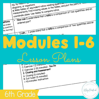 Preview of 6th Grade Math Modules 1-6 Lesson Plan Bundle
