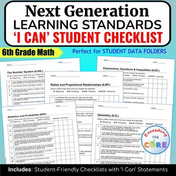 Preview of 6th Grade Math Next Generation Learning Standards 'I CAN' STUDENT CHECKLISTS