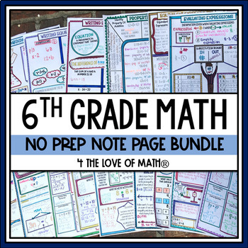 Preview of 6th Grade Math Note Bundle - No Prep