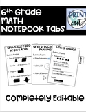 6th Grade Math Notebook dividers