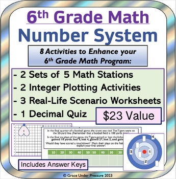 Preview of 6th Grade Math Number System Bundle: 8 Real World Math Activities for CCS