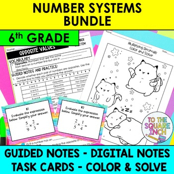 Preview of 6th Grade Math Number Systems Notes and Activity Bundle