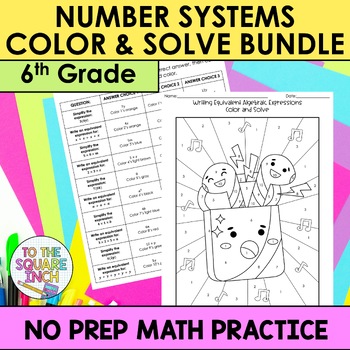 Preview of 6th Grade Math Numbers Systems Color and Solve Bundle