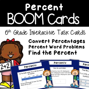 Preview of 6th Grade Math Percent BOOM Cards (Distance Learning)