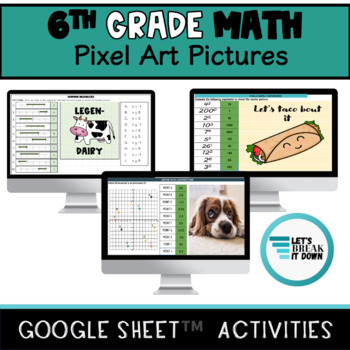 Preview of 6th Grade Math Picture Pixel Art Digital Activities Google Classroom