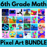 6th Grade Math Pixel Art Full Year GROWING BUNDLE