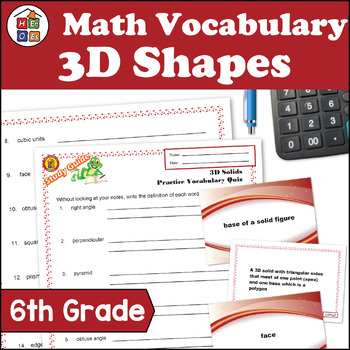 Preview of 3D Solids | 6th Grade Pre-algebra & Geometry Math Vocabulary Study Materials