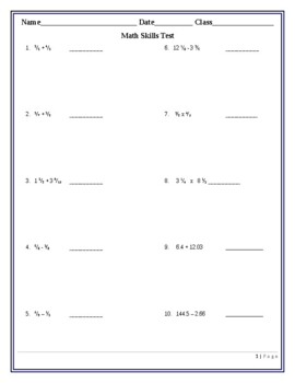 Preview of 6th Grade Math Pretest