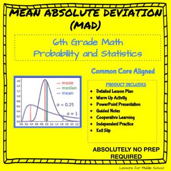Preview of 6th Grade Math- Probability & Statistics - Mean Absolute Deviation of a Data Set