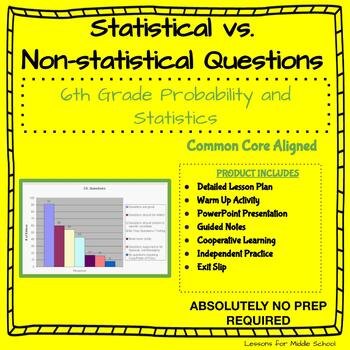 Preview of 6th Grade Math Probability & Statistics-Statistical vs Non-Statistical Questions