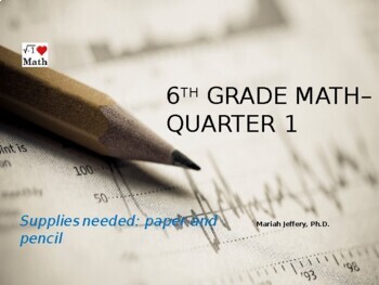 Preview of 6th Grade Math Quarter 1 - 9 Weeks - Units of Measure, Percentages, Pre-Algebra