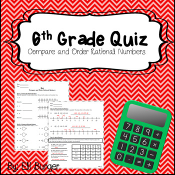 Preview of 6th Grade Math Quiz - Compare and Order Rational Numbers