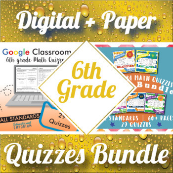 Preview of 6th Grade Math Quizzes Digital & Paper MEGA Bundle ⭐ Google and PDF Assessments