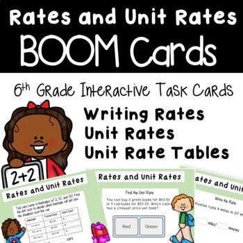 Preview of 6th Grade Math Rates and Unit Rates BOOM Cards (Distance Learning)