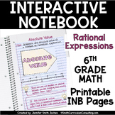 6th Grade Math Rational Expressions Interactive Notebook U