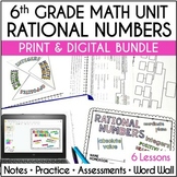 6th Grade Math Rational Numbers Curriculum Unit Print and 
