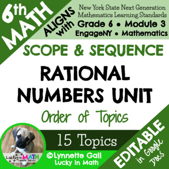 Preview of 6th Grade Math Rational Numbers Unit Plan Scope & Sequence EngageNY FREEBIE