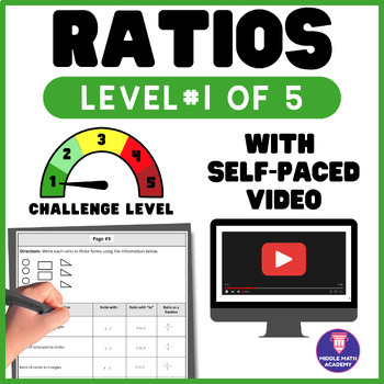 Preview of 6th Grade Math Ratios ⭐ Differentiated Printable Lesson & Self-Paced Video 