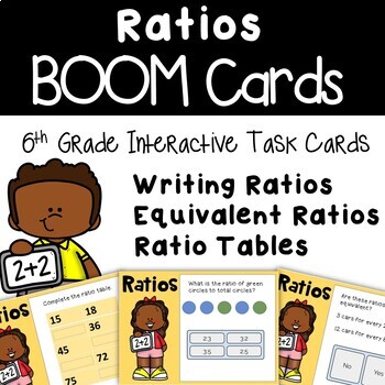 Preview of 6th Grade Ratios, Equivalent Ratios, Ratio Tables BOOM Cards (Distance Learning)