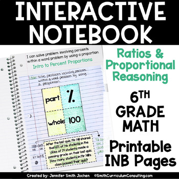 Preview of 6th Grade Math Ratios Proportional Reasoning Interactive Notebook Unit Printable