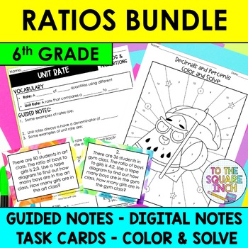 Preview of 6th Grade Math Rates, Ratios, Percents and Proportions Notes and Activity Bundle