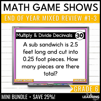 Preview of 6th Grade Math Spiral Review #1-3 Game Shows | End of Year Test Prep Activities
