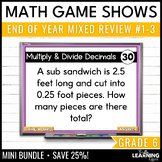 6th Grade Math Spiral Review #1-3 Game Shows | End of Year