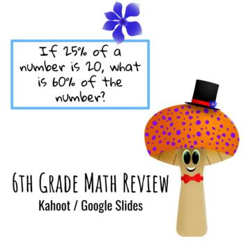 Preview of 6th Grade Math Review - 15 Questions as Kahoot Game & Digital Google Slides